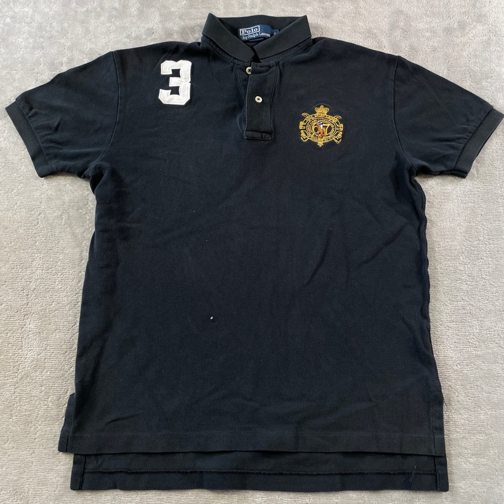 Polo Ralph Lauren Rugby Polo Shirt Mens Medium Black Big Pony Preppy Casual